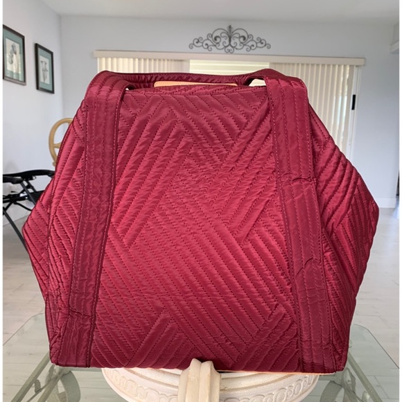 SOLD! Burgundy Quilted Yoga Travel Tote Weekender - Picture 3 of 8